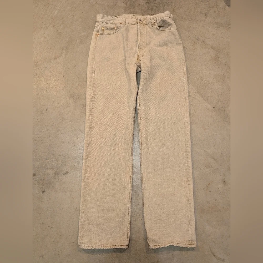 VTG 90s Levis Khaki 501 Jeans USA Made Mens 36x34 (34x33.5) Faded